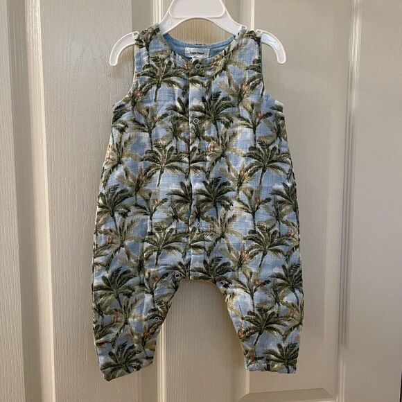 Angel Dear Palm Tree Jumpsuit Romper Muslin Cotton Boys Size 3-6 Months NWT - Picture 1 of 11